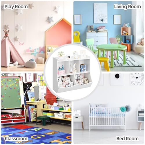 Kids Bookshelf and Bookcase Toy Storage Multi Shelf with Cubby Organizer Cabinet H61308