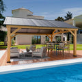 13' x 15' Wood Cedar Gazebo with Galvanized Steel Roof Y3136