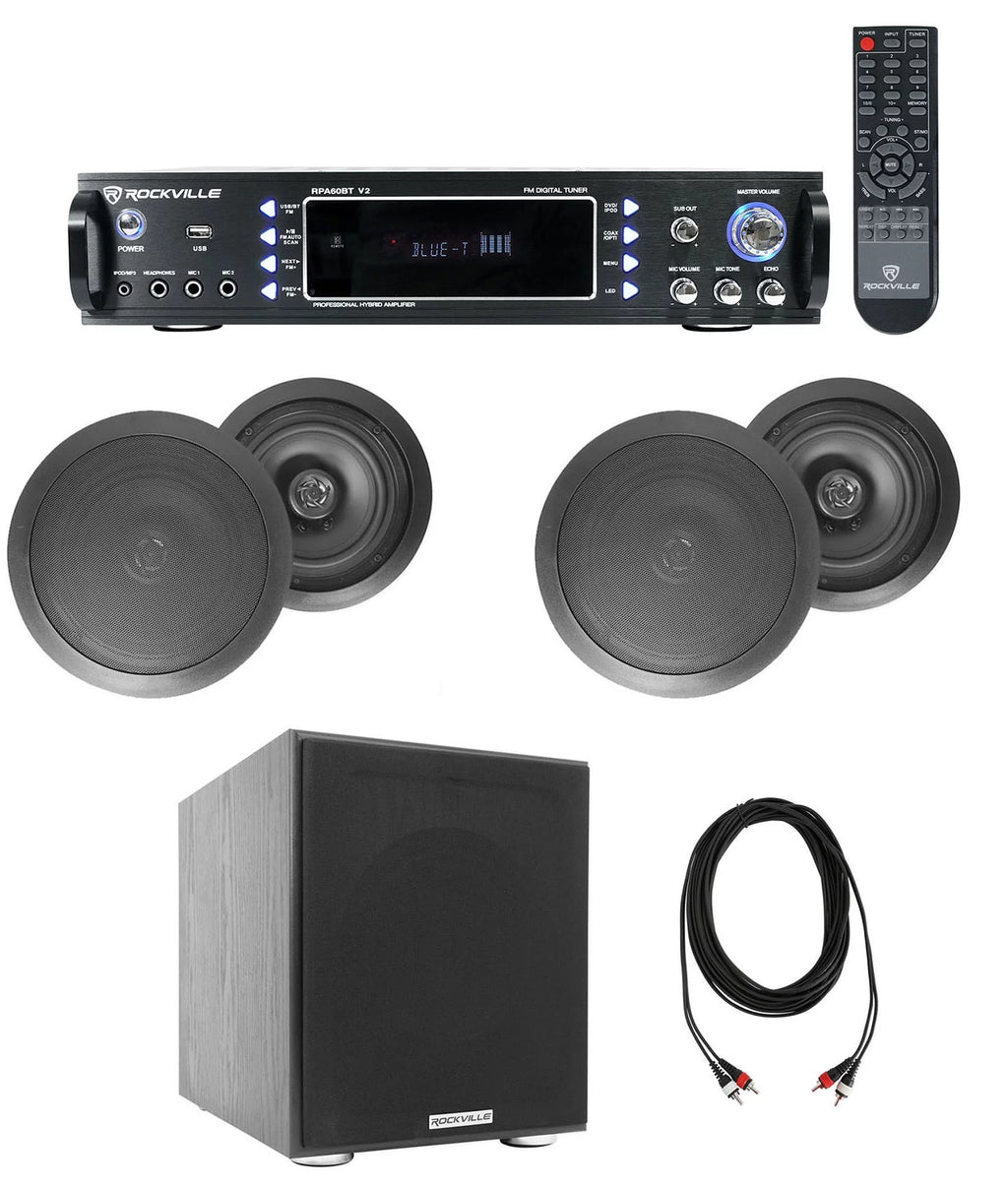 6.5" Black Ceiling Speaker Bluetooth Receiver Subwoofer S735501