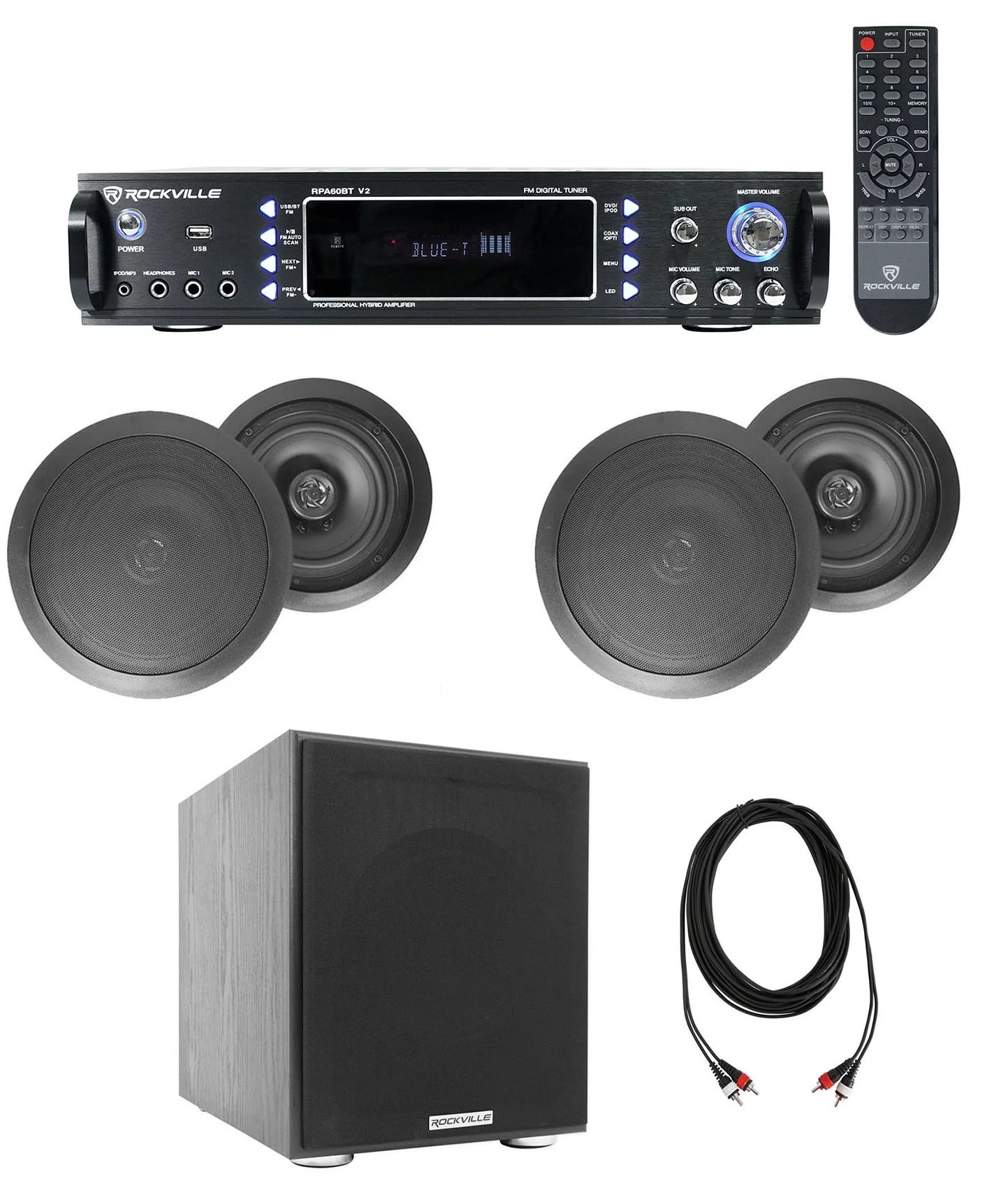 6.5" Black Ceiling Speaker Bluetooth Receiver Subwoofer S735501