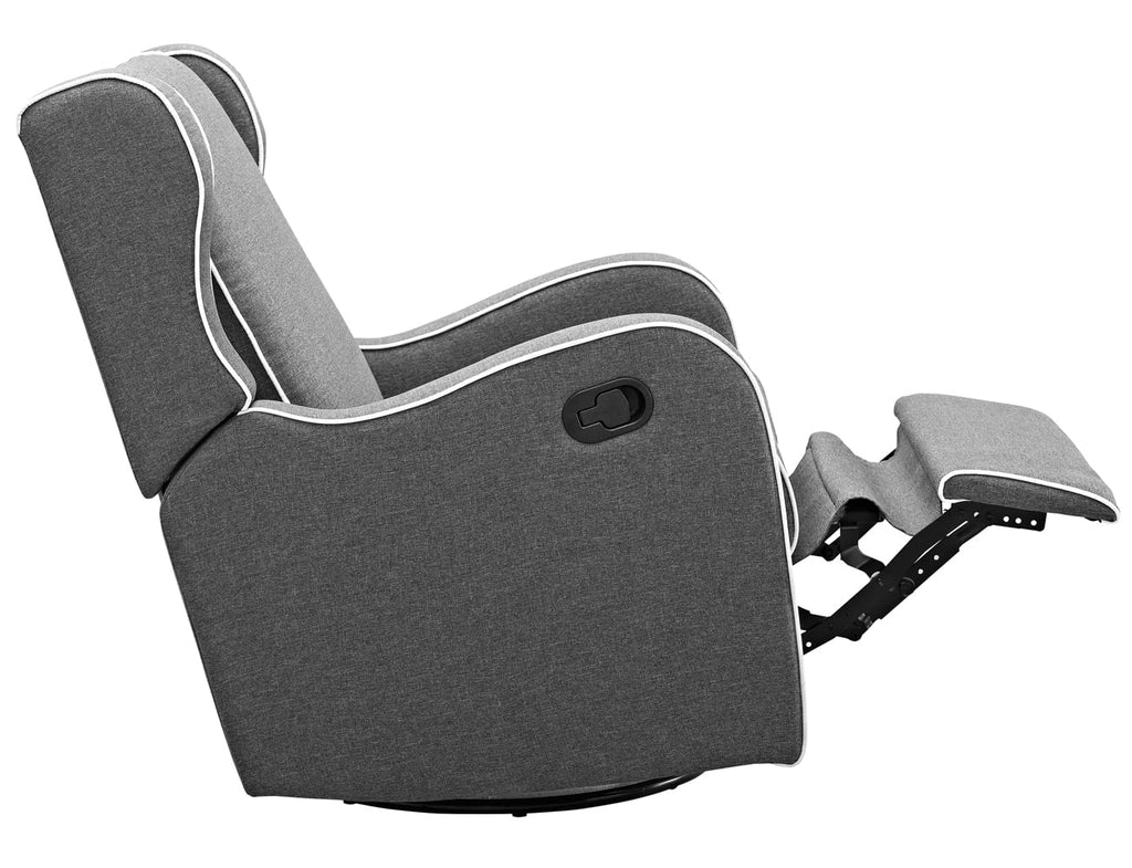 Dark Gray Fabric Upholstered Swivel Gliding Recliner L328