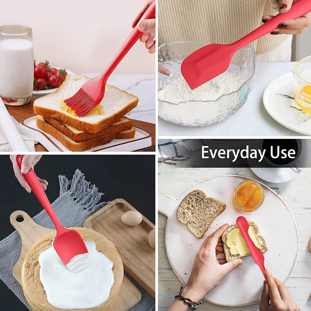 15 Pcs Silicone Non-stick Cooking Utensil Set with Stainless Steel Handle O12381