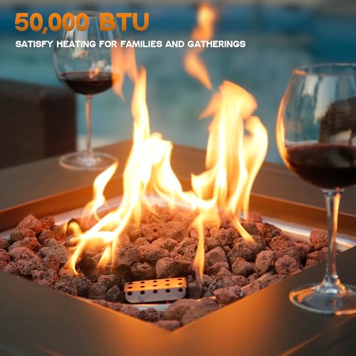 Black 28 inch Propane Fire Pit Table H16682
