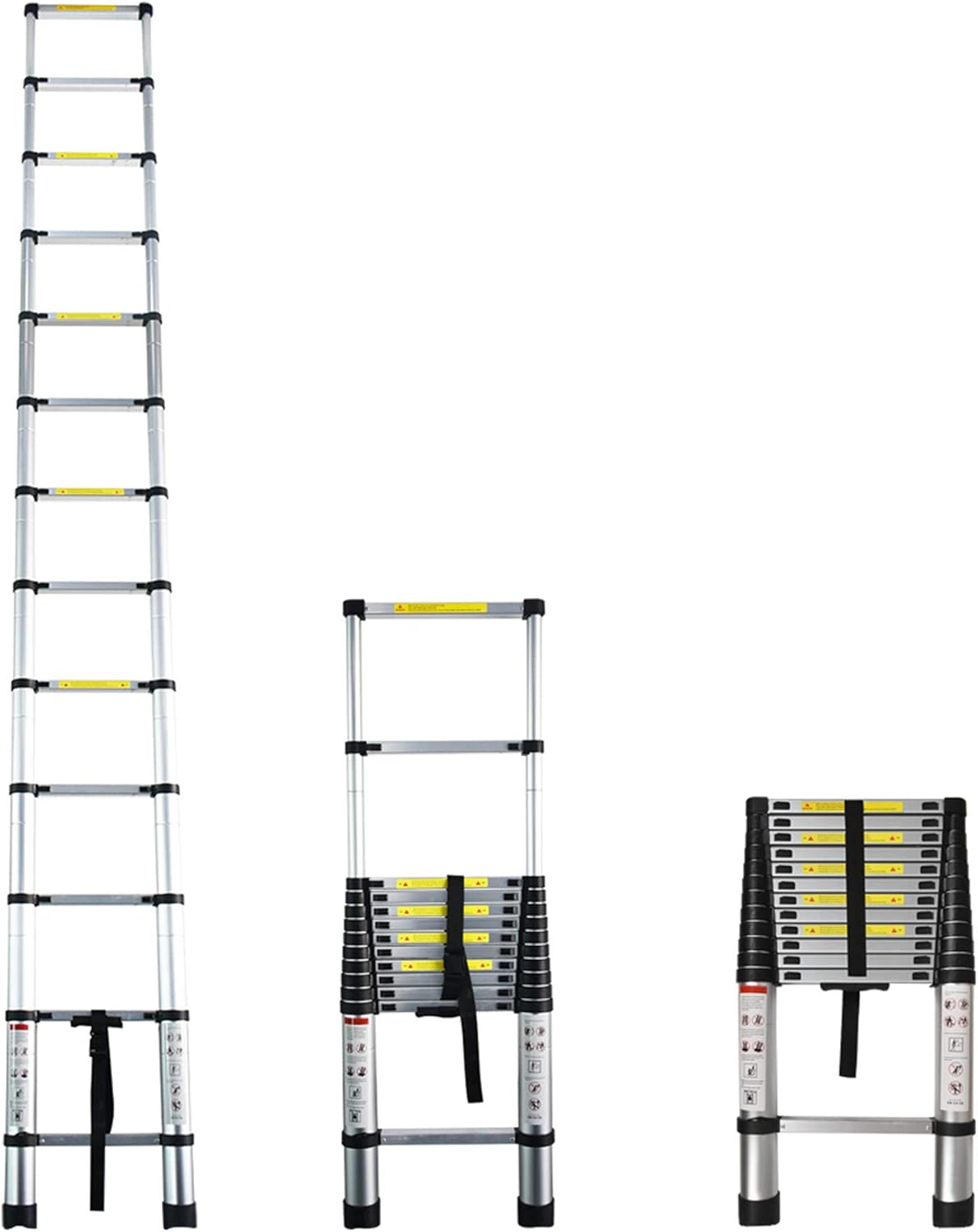 Aluminum Telescopic Extension Ladder, 330 lbs Capacity, 14.5FT A81066