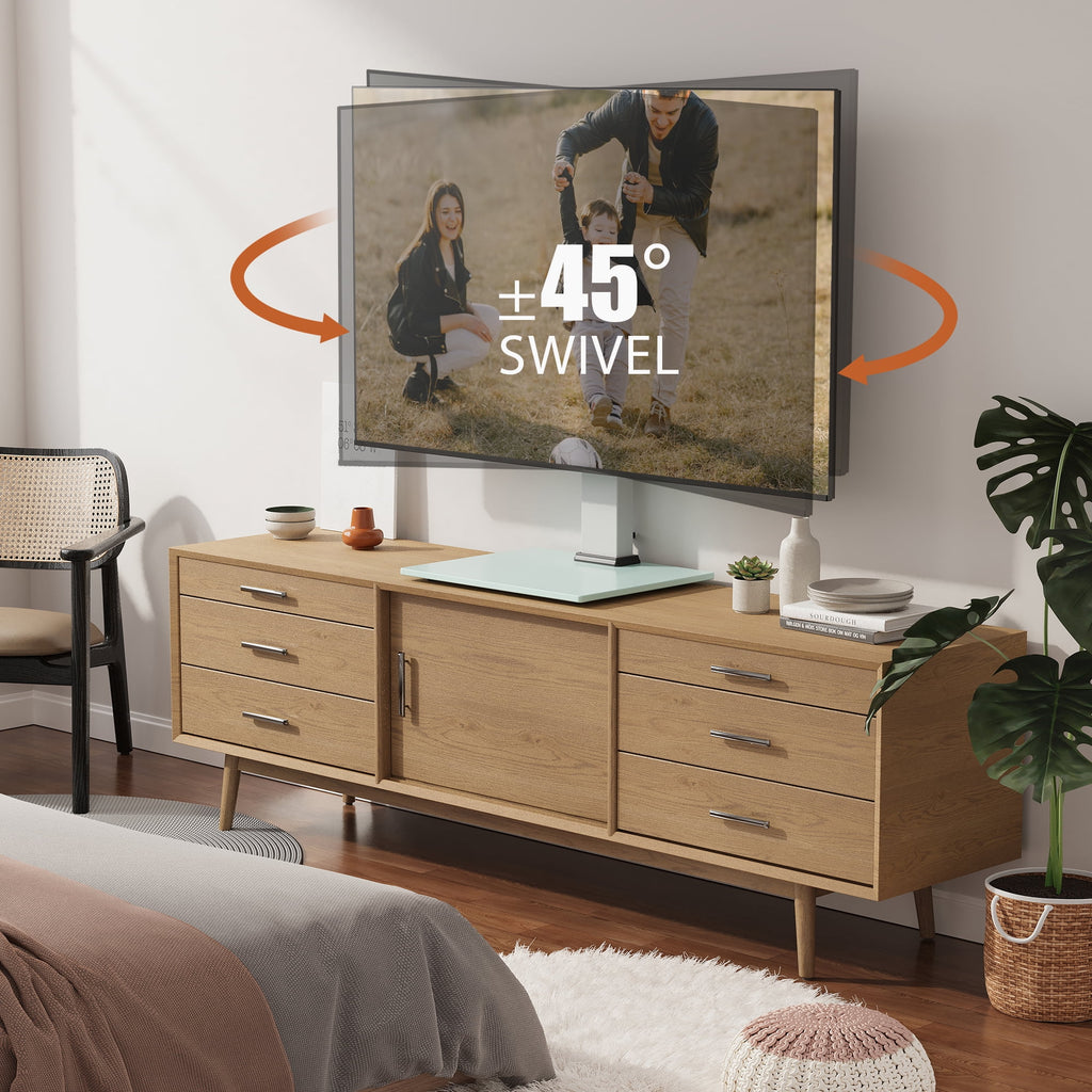 White Universal TV Stand Tabletop TV Base with Swivel Mount for 19''-40" inch Flat Screen Tvs R53263