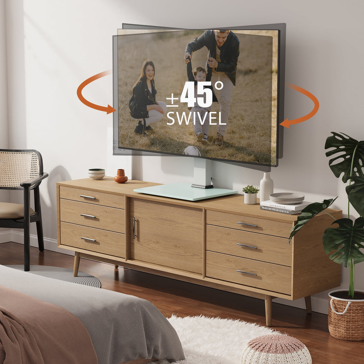 White Universal TV Stand Tabletop TV Base with Swivel Mount for 19''-40" inch Flat Screen Tvs R53263