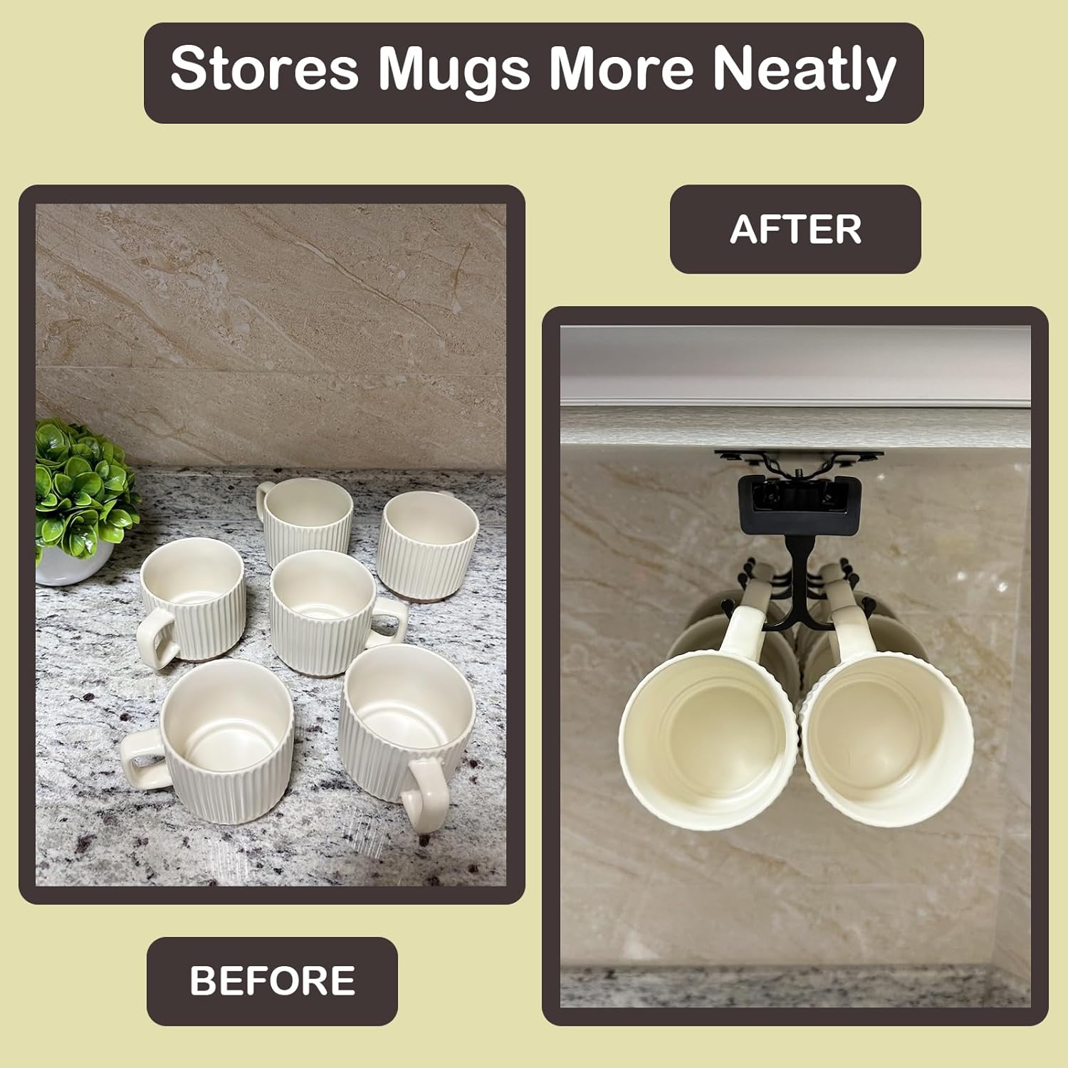 Black Pull Out Mug Holder with 8 Hooks I95600