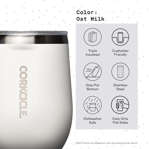 Stemless Insulated Wine Glass Tumbler, Gloss Powder Blue, 12 oz, Stainless Steel O55888