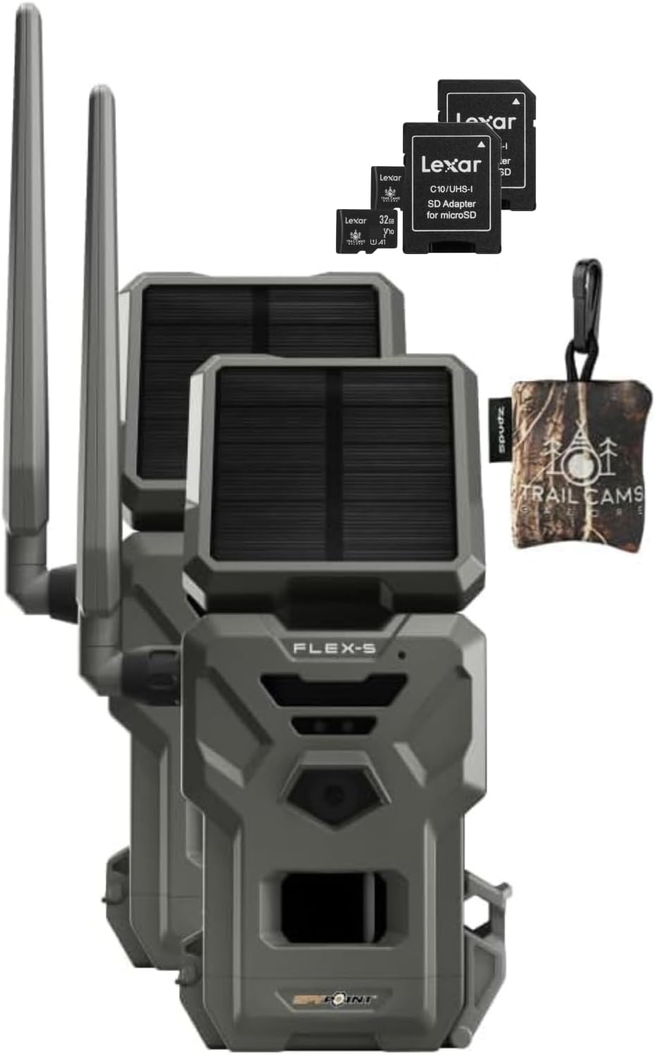 2 PK Solar Cellular Trail Camera with 100-foot Flash Detection Range and 32GB SD Cards M541
