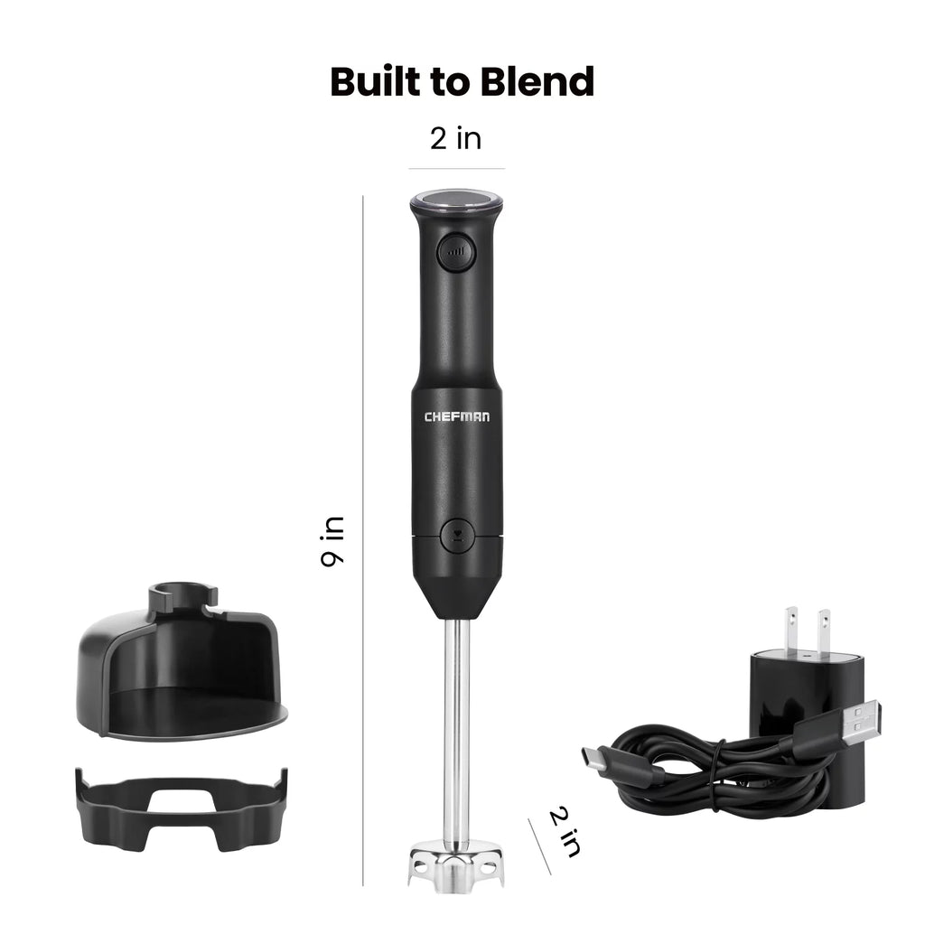 Black Cordless Handheld Immersion Blender with Stainless-Steel Blade G407