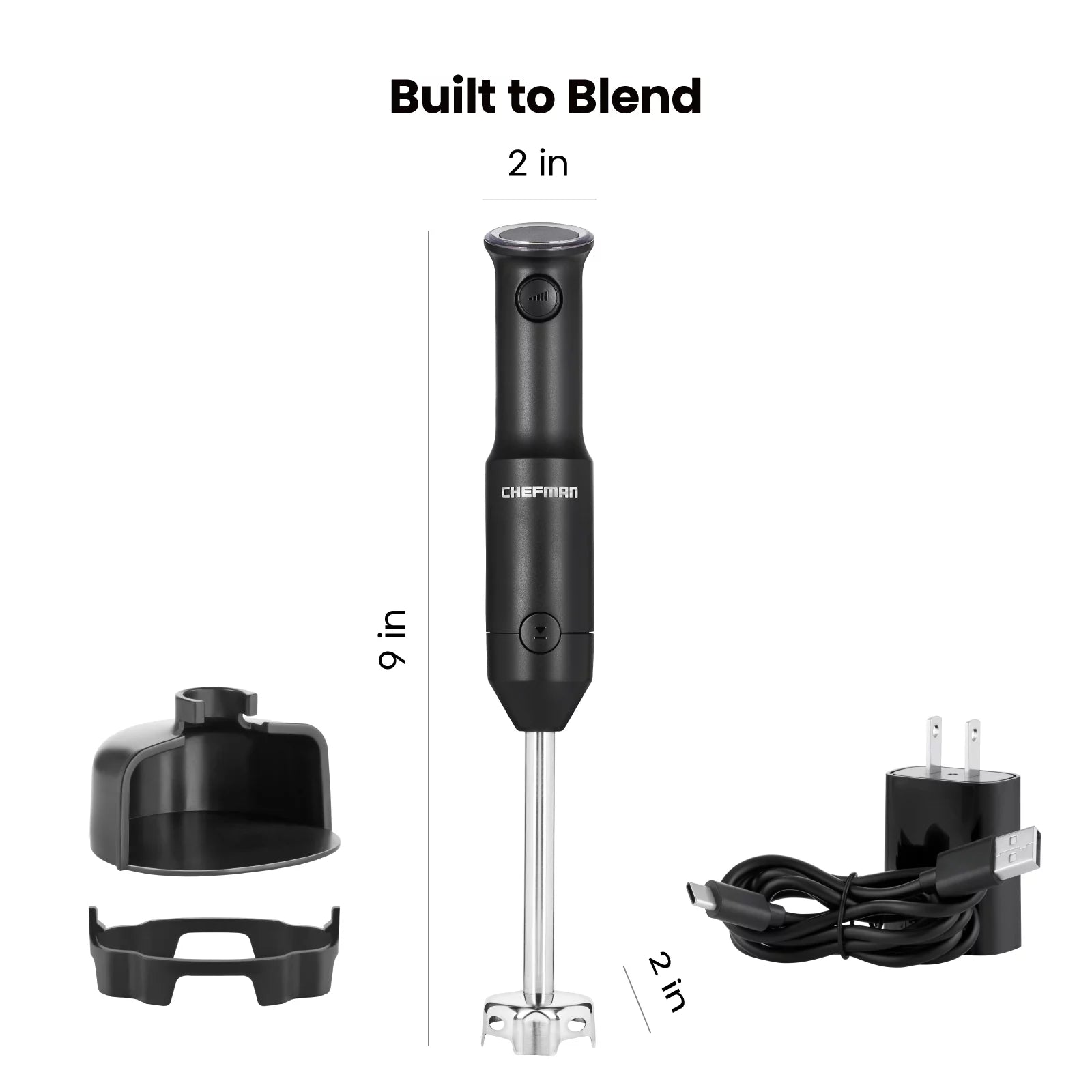 Black Cordless Handheld Immersion Blender with Stainless-Steel Blade G407