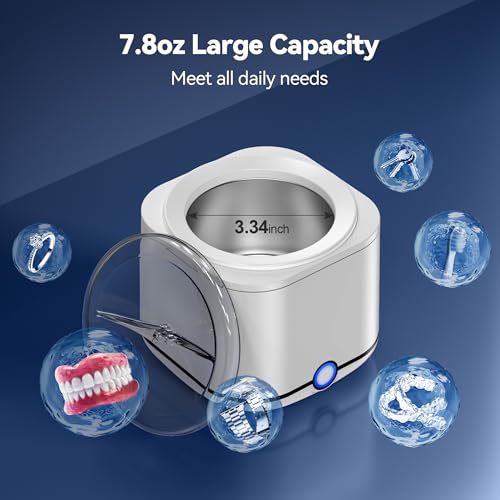 48kHz Ultrasonic Retainer Cleaner with 7.8OZ Dental Cleaning Pod V712