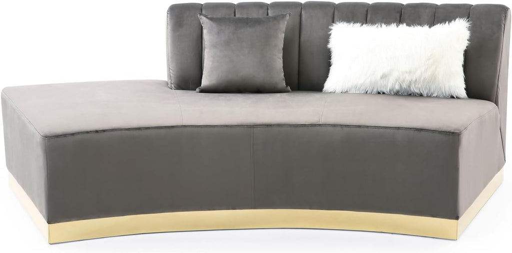 Dark Gray Armless Velvet Curved Sofa A57320