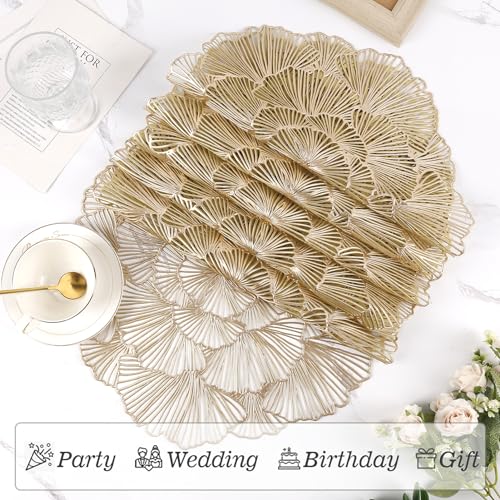 Set of 6 Gold Heat Resistant Vinyl Placemats A74710