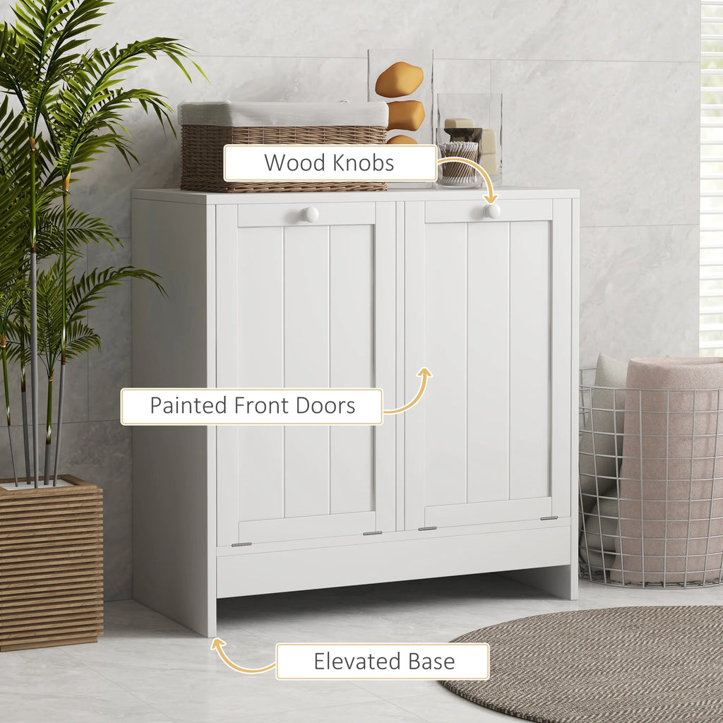 White Tilt-out Laundry Storage Cabinet with 2 Hamper Compartments K2013