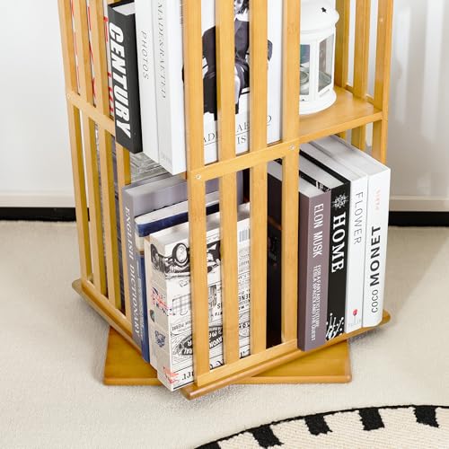 Walnut 6 Tier Bamboo Rotating Bookshelf E80129
