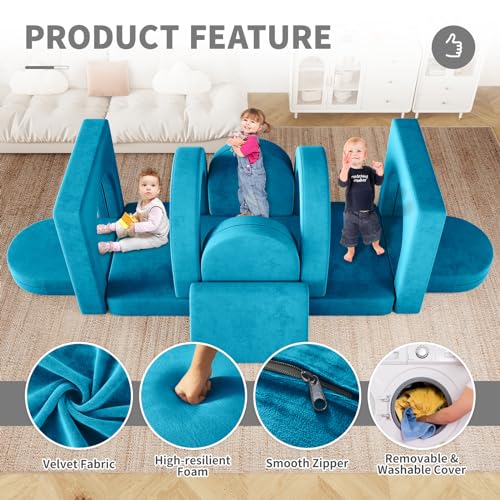 12PCS Modular Toddler Couch with Triangular Cushions and Arches (Gray) A818