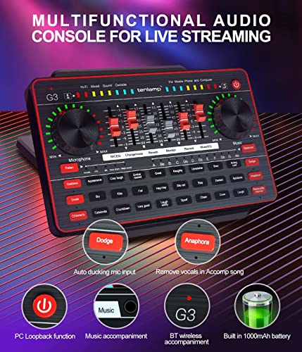 Podcast Microphone Bundle with Audio Mixer, 3.5mm Condenser Microphone, Soundboard with Voice Changer T2333