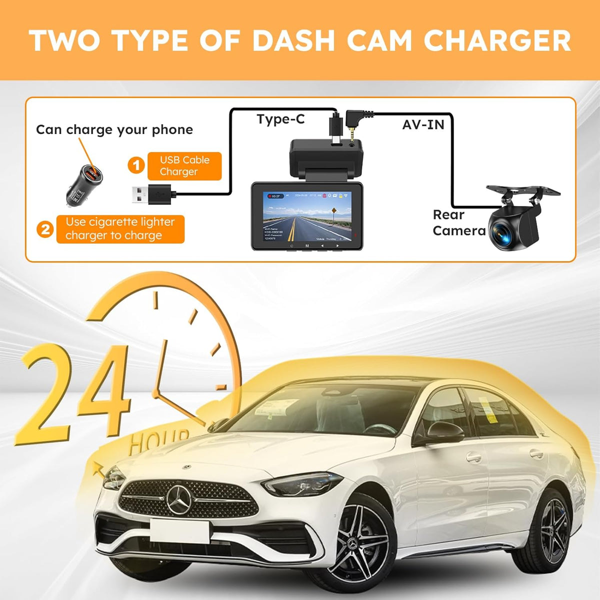 4K Dash Cam Front and Rear with WiFi & GPS H376
