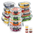 34pcs Glass Food Storage Containers with Lids Set, Airtight, Leak Proof, BPA-Free, Black F77435
