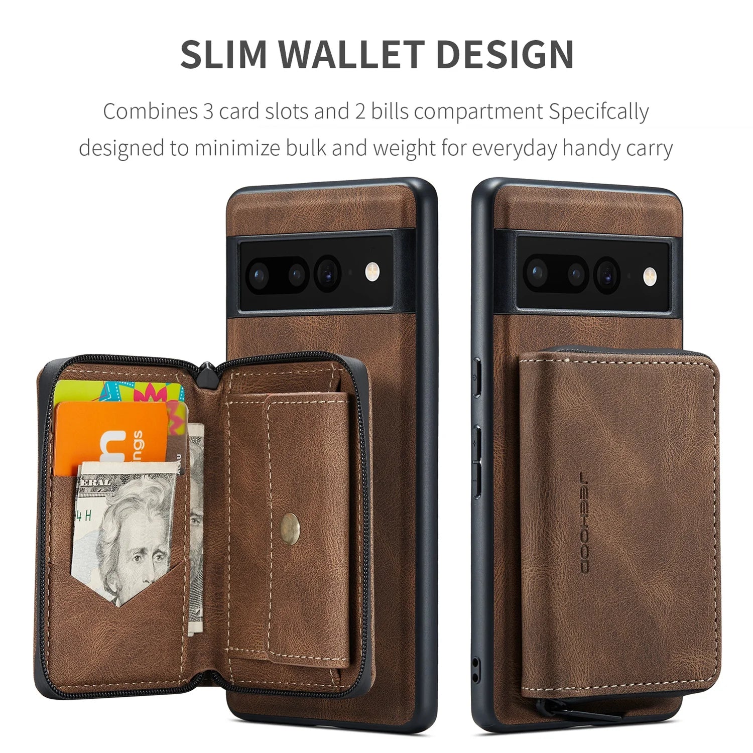 Brown Wallet Case for Google Pixel Fold 5G with Screen Protector J962260