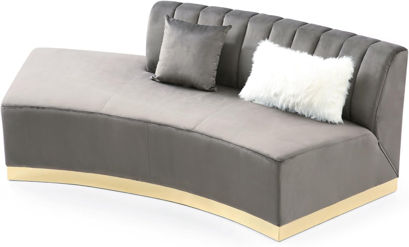 Dark Gray Armless Velvet Curved Sofa A57320
