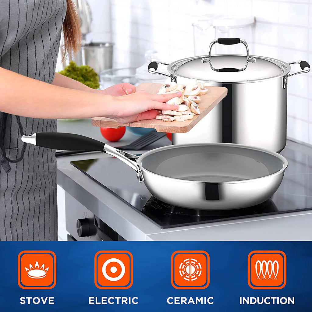 16-Piece Non-Stick Ceramic Cookware Set with Nylon Utensils D882