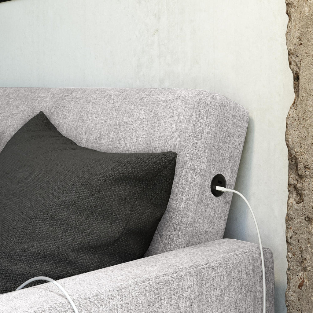 Light Gray Linen Convertible Sofa Bed with USB Port J915393