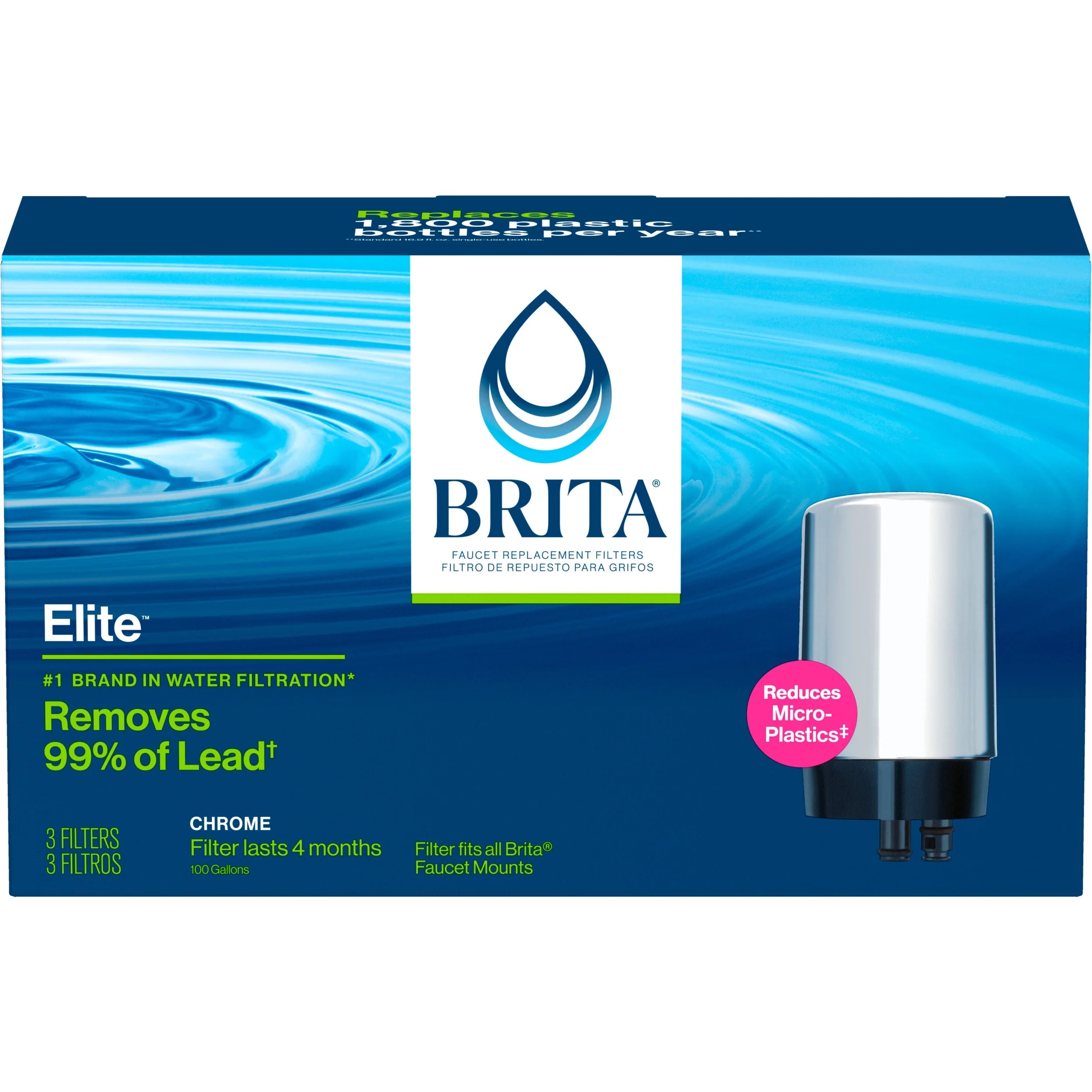 Chrome Faucet Mount Replacement Filter, 3 Count I53378