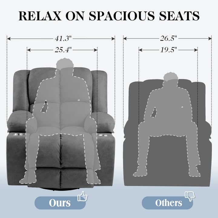 Oversized Power Lift Recliner Chair with Massage, Dark Grey W8354