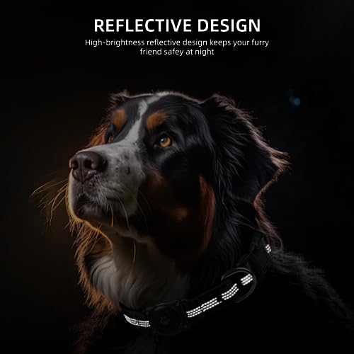 IP68 Waterproof Reflective Padded Dog Collar (M, Hotpink) Q587