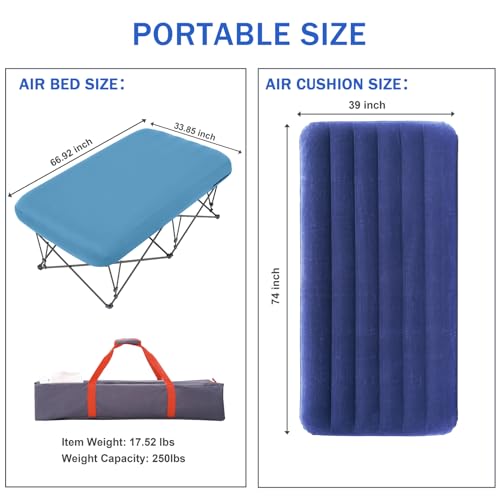 Folding Camping Cot with Inflatable Air Mattress and Carry Bag O91224