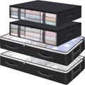Black 4-Pack Large Underbed Storage Bags with Clear Window and Handles X348
