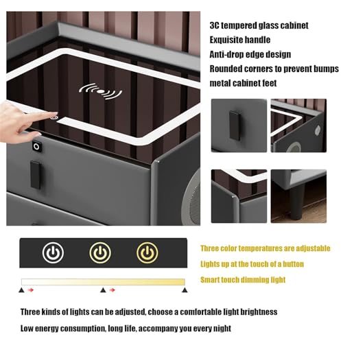 White 2 Drawer Nightstand with Wireless Charging Station D187125