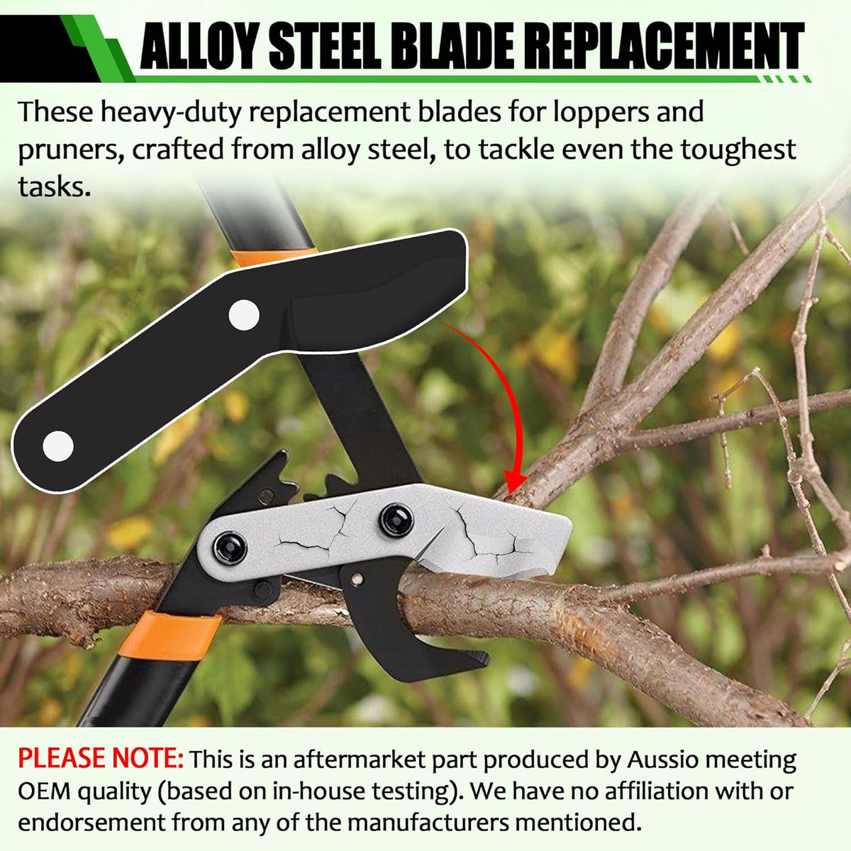 (2-Pack) Steel Replacement Blade for Loppers - Black P3044