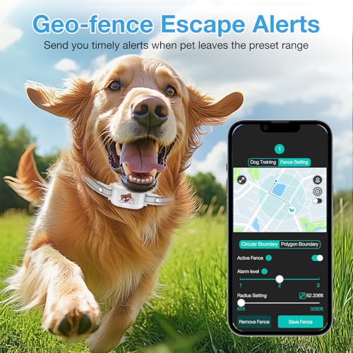 GPS Wireless Dog Fence & Training Collar, Outdoor Waterproof Rechargeable Collar (White) I403