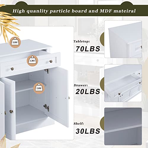 60" White 4-Door Sideboard Buffet with 2 Drawers and Adjustable Shelves E7482