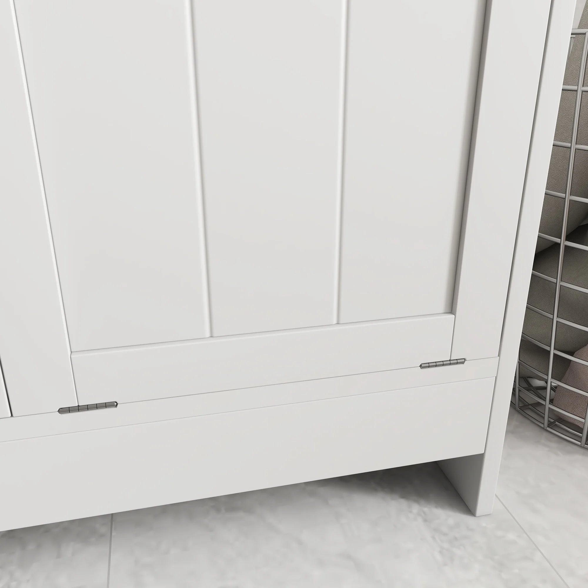 White Tilt-out Laundry Storage Cabinet with 2 Hamper Compartments K2013