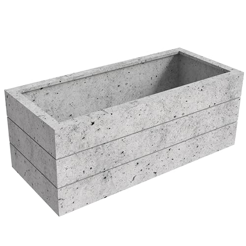 Rectangular Fiberstone and Clay Planter with Drainage Holes (Brown) G182