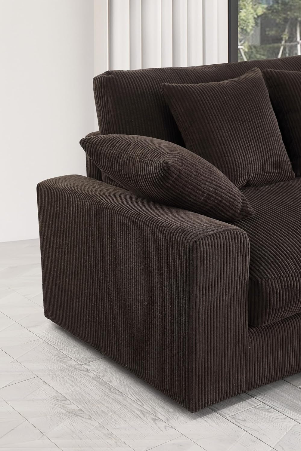 Oversized Corduroy L Shaped Sectional Sofa with Chaise Lounge E691