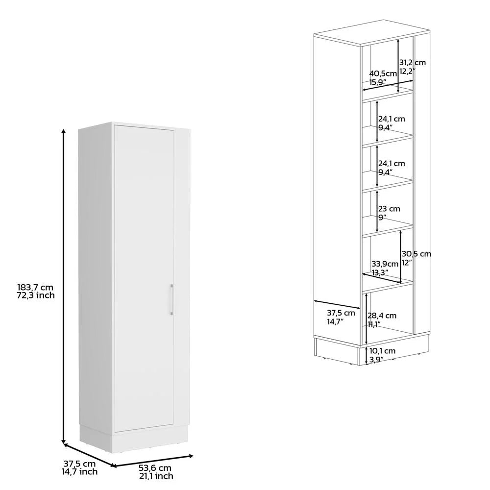 White Utility Storage Cabinet with 6-Tier Shelf Z1836
