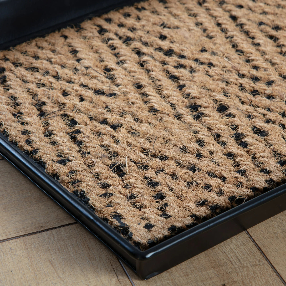 Black Metal Boot Tray with Coir Insert O442080