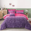 6Pcs Twin Gradient Pink Purple Glitter Comforter Sets P884178