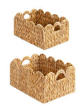 Scalloped Wicker Basket with Handles, Set of 2 W48554
