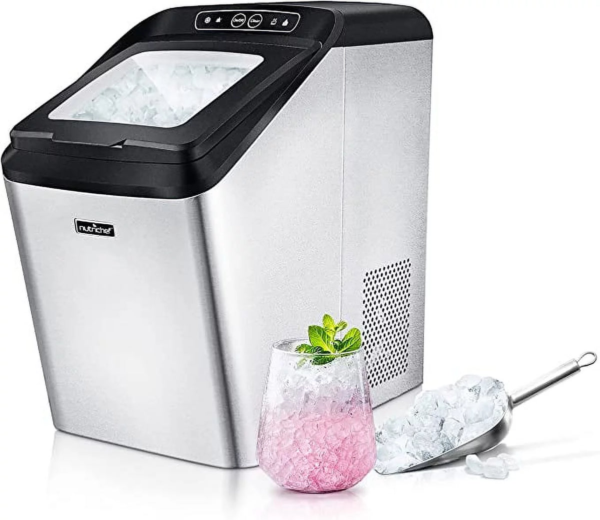 Electric Nugget Ice Maker Machine with Ice Scoop and Basket B94523