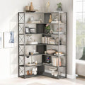7-Tier L-Shaped Corner Bookcase Open Storage Silver MDF M8707