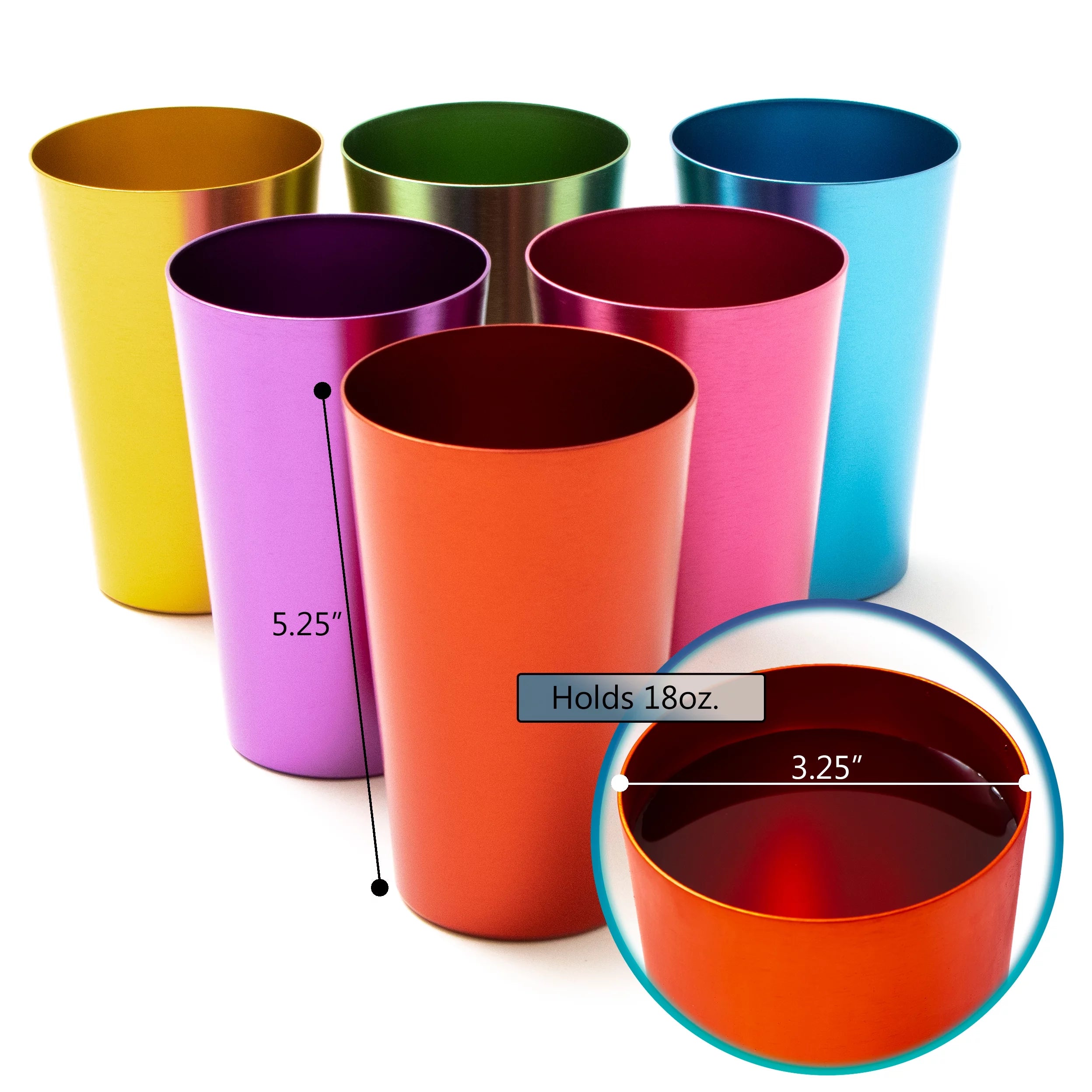 20 oz. Retro Aluminum Tumblers - 6 cups P84058
