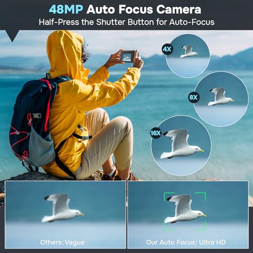 48MP Digital Camera with 16X Digital Zoom, 3" Flip Screen, 2 Batteries L645