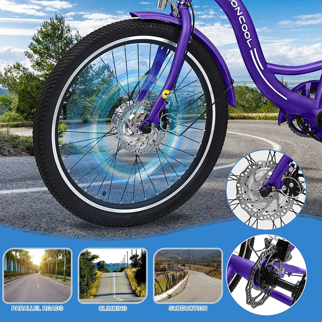 Electric Trike, 7 Speed 24"/26" 3 Wheel Electric Bicycle with 36V 14.5Ah Lithium Battery F45183