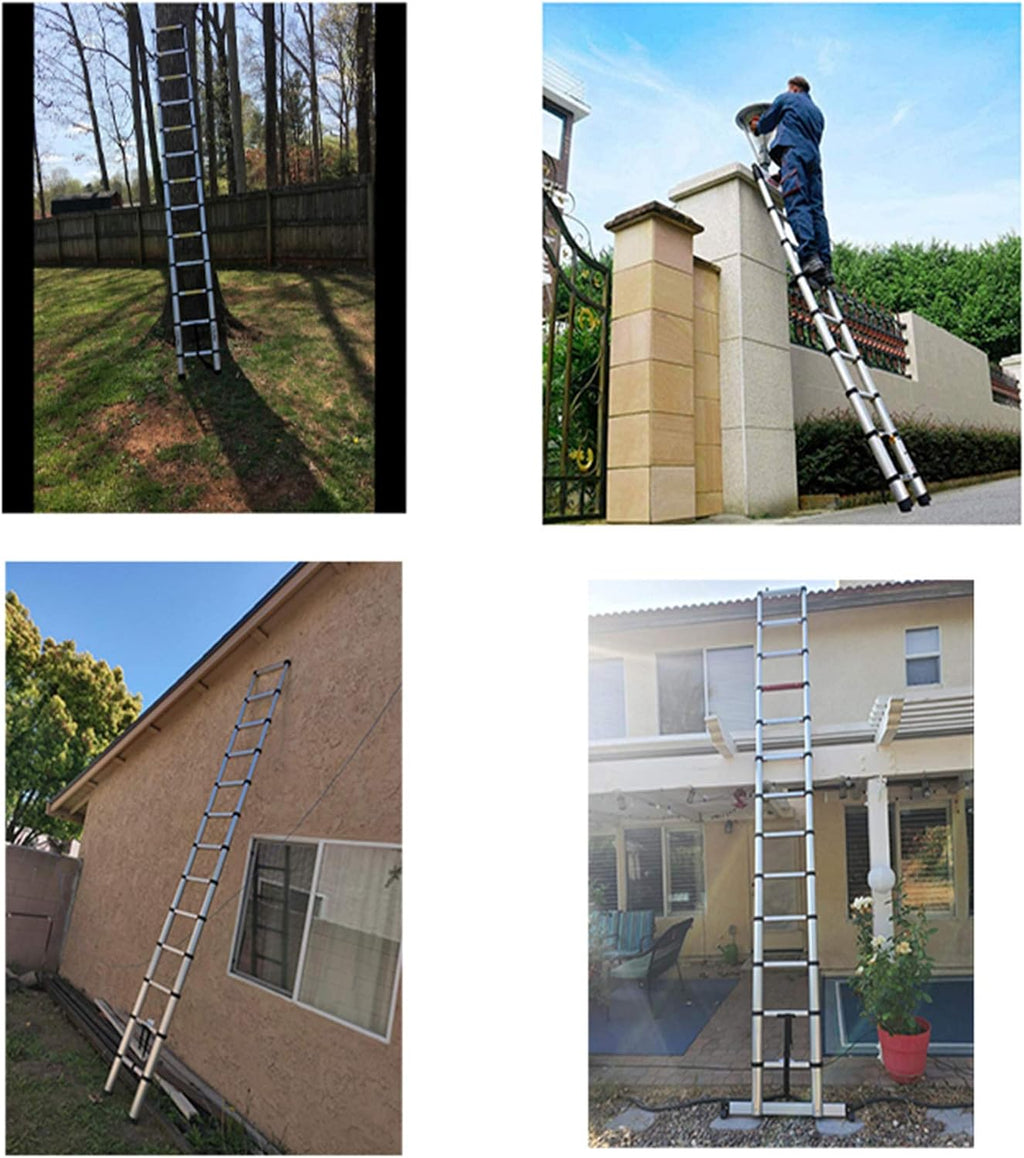 Aluminum Telescopic Extension Ladder, 330 lbs Capacity, 14.5FT A81066
